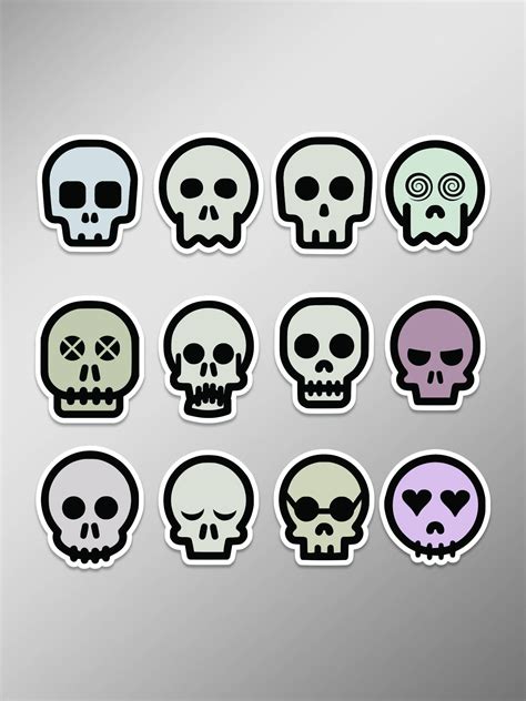 Skull Emoji | Set of 12 | Full Color | 4 Inch Vinyl Laptop Decal by ...