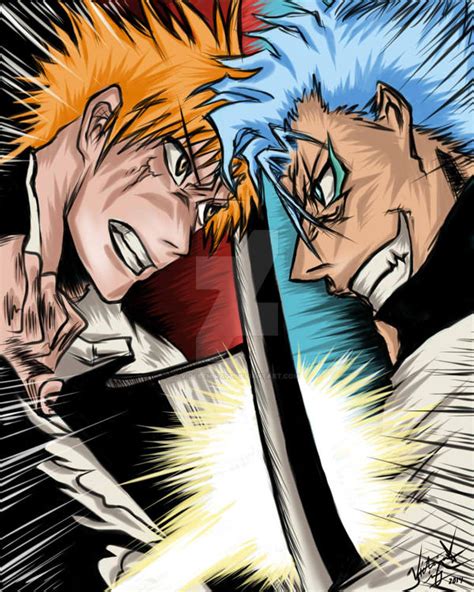 Ichigo VS Grimmjow by violetmirage on DeviantArt