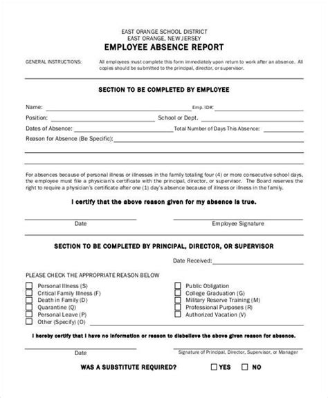 FREE 8+ Sample Employee Absence Forms in PDF | MS Word