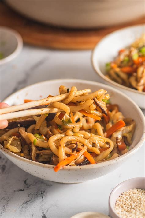 Vegan Udon Noodle Stir Fry - Running on Real Food