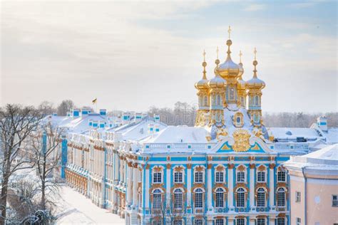 Winter Catherine Palace Architecture With Blue Sky Stock Photo - Image ...