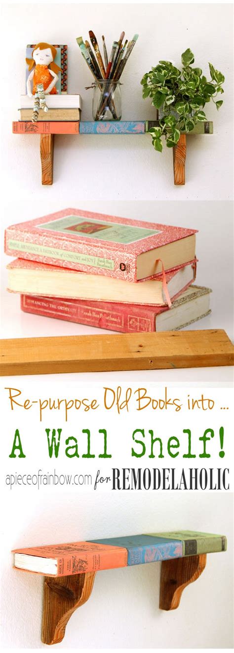 Remodelaholic | How to Repurpose Old Books Into A Wall Shelf