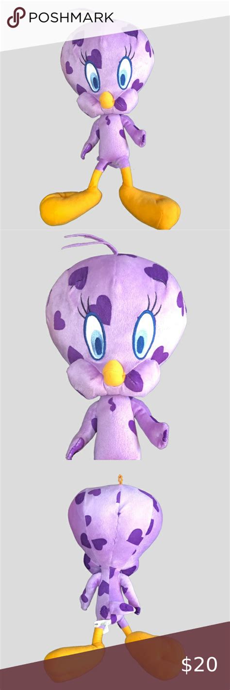 TWEETY BIRD 17” Plush Purple Heart Tweety Bird Stuffed Toy from Looney ...