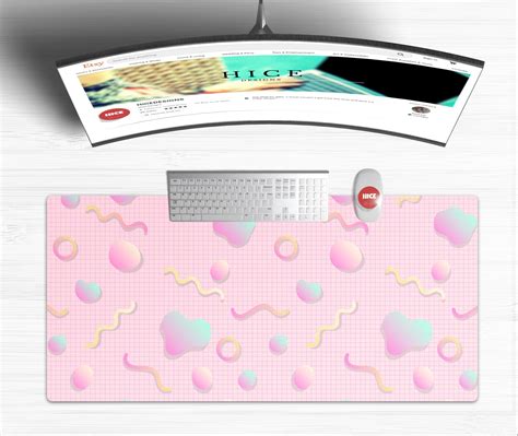 Pastel Pink Grid Background Desk Mat Desk Mat Extra Large | Etsy