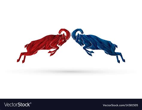 Ibex fighting mountain goat battle Royalty Free Vector Image