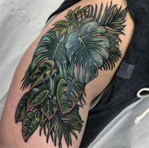 Tropical leaves and foliage tattoo by 𝕵𝖊𝖘𝖘𝖎 𝕷𝖆𝖜𝖘𝖔𝖓 🌙 ...