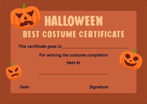 Halloween Costume Certificate Template | Certificate templates ...