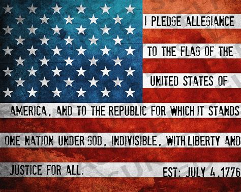 Flag Pledge Printable Pledge of Allegiance Patriotic Wall Art American Flag Framed Wall Art JPG ...