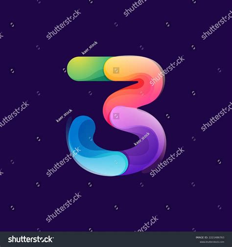 Number Three Logo Made Overlapping Colorful Stock Vector (Royalty Free ...