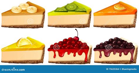 Set of Cheesecake with Different Flavors Stock Vector - Illustration of ...