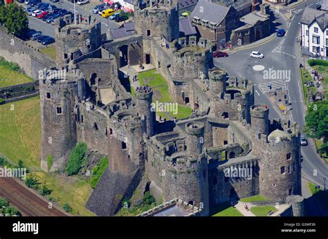 Conwy castle aerial hi-res stock photography and images - Alamy