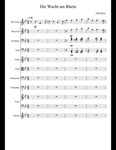 Die Wacht am Rhein sheet music for Violin, Trumpet, French Horn ...