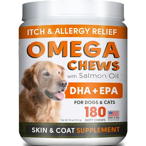 Fish Oil Omega 3 Treats for Dogs - Allergy and Itch Relief - Skin and Coat Supplement - Joint ...