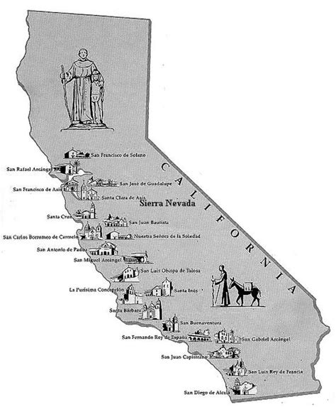 Old mission map | California missions, Mission projects, California missions project