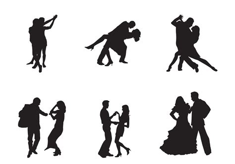 Vector silhouettes of dancing couples - some with antique clothing dancing the waltz. | Vector ...