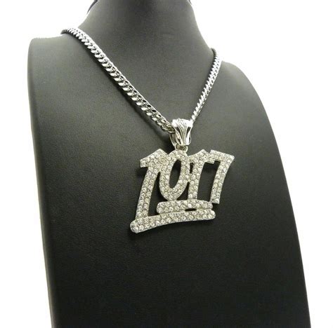 Iced Out Rapper's Number 1017 Pendant & 24" Box, Cuban Chain Hip Hop N