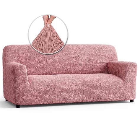 Paulato by Ga.I.Co. Sofa Slipcover - Solid Coral Pink - 3 Seater Couch ...