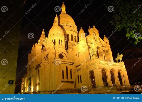 Sacre Coeur by Night, Montmartre, Paris, Angle View Stock Photo - Image ...