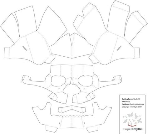 3D Paper Skull Template | Paper mask template, Skull template, Halloween paper