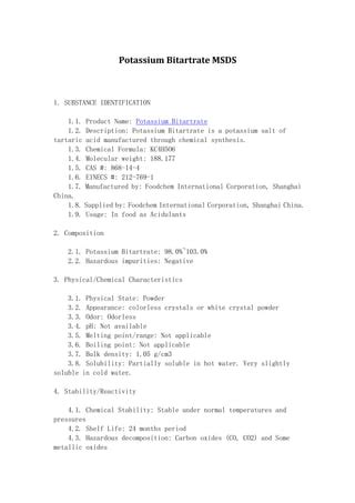 Potassium bitartrate msds | PDF