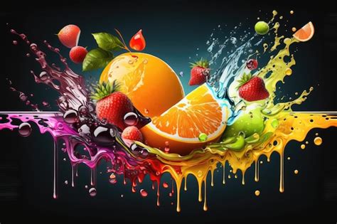 Premium Photo | Juicy fresh fruit in splash of juice generative ai