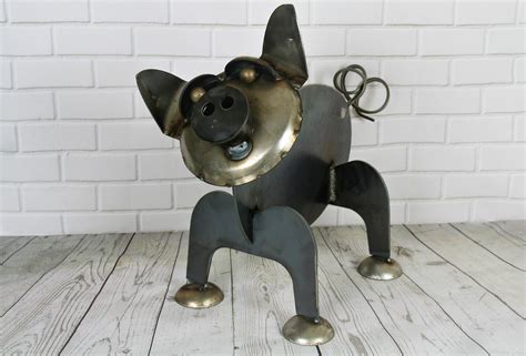 Mini Pig Steel Welded Statue for Yard and Garden 15.25 Inches Tall and 18.25 Inches Long