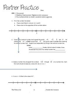 6th grade Number line Practice worksheet by Julia Soto | TPT