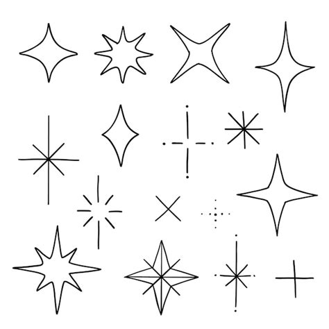 Premium Vector | Doodle stars Hand drawn boho line art star isolated set black stars vector ...