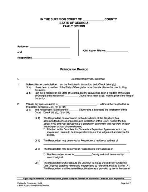 Divorce Form Template | TUTORE.ORG - Master of Documents