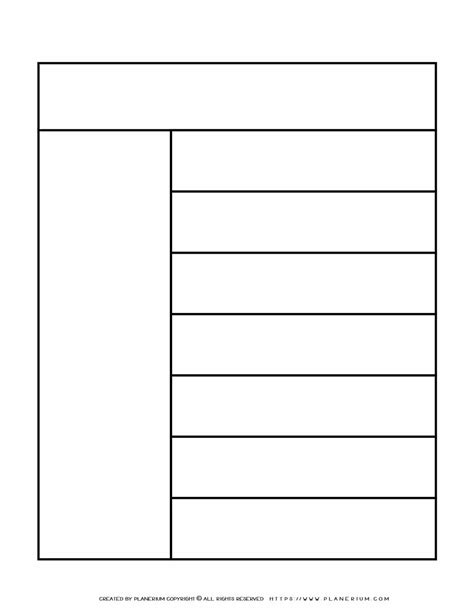 Graphic Organizer Templates - One Column Seven Rows Chart | Planerium