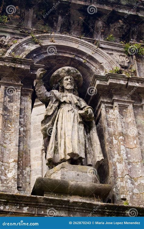 Statue of Apostel, Facade of Santiago Cathedral Stock Image - Image of ...