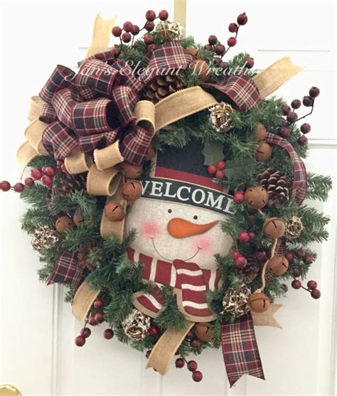 Country Christmas Wreath. Rustic Christmas Wreath. Snowman | Etsy | Christmas wreaths, Rustic ...