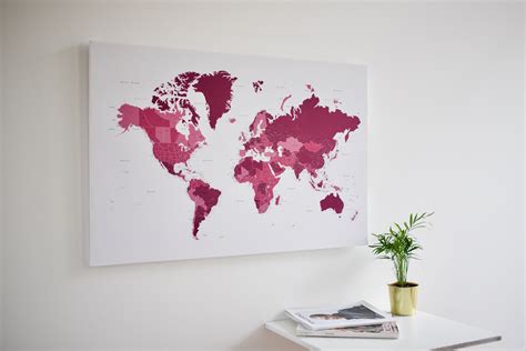 Push Pin Map Pink World Map Canvas World Map Pink World - Etsy