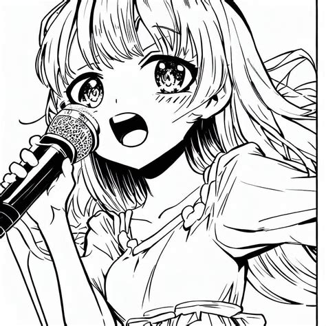 Singing Anime Girl coloring page - Download, Print or Color Online for Free