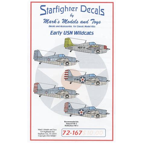 Starfighter decals decals Early Wildcats Set provides markings for 3 ...