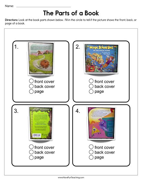 Parts Of A Book Worksheet For Grade 2