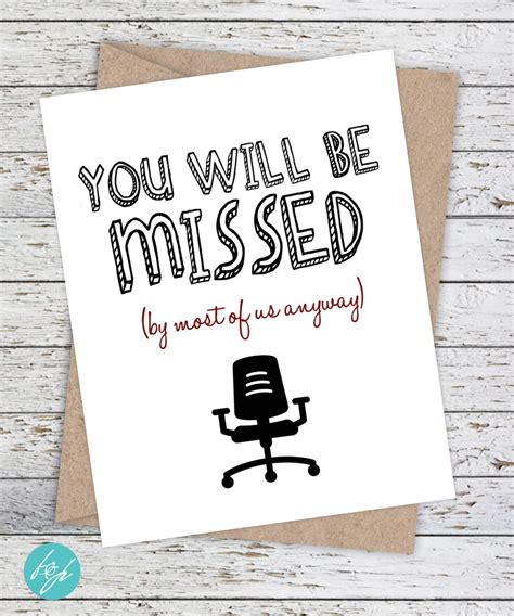 Coworker Card, Funny Miss you card, Good Luck Card, Funny Goodbye Card - Snarky Card - Quirky ...