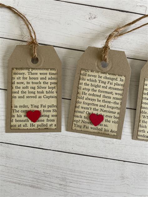 Book Page Tags Set of 4 Gift Tags - Etsy in 2022 | Gift tags, Unique ...