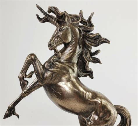 REARING UNICORN DECOR Sculpture Figurine Statue Antique Bronze Finish ...