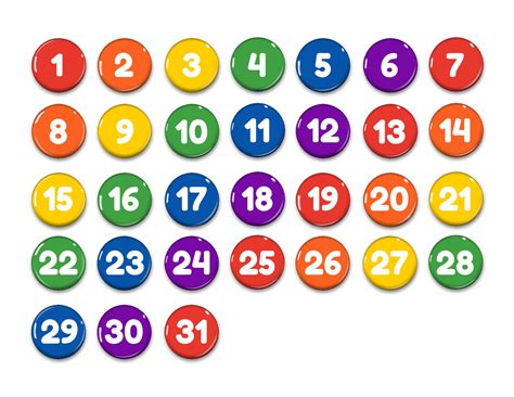 Office Office & School Supplies Calendar Numbers Numbers 1-31 Classroom Number Set Instant ...