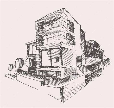 Premium Vector | Architect draft, building design concept, hand drawn