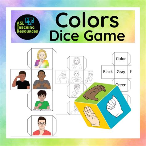 Games for Sign Language - Colors Dice - ASL Teaching Resources