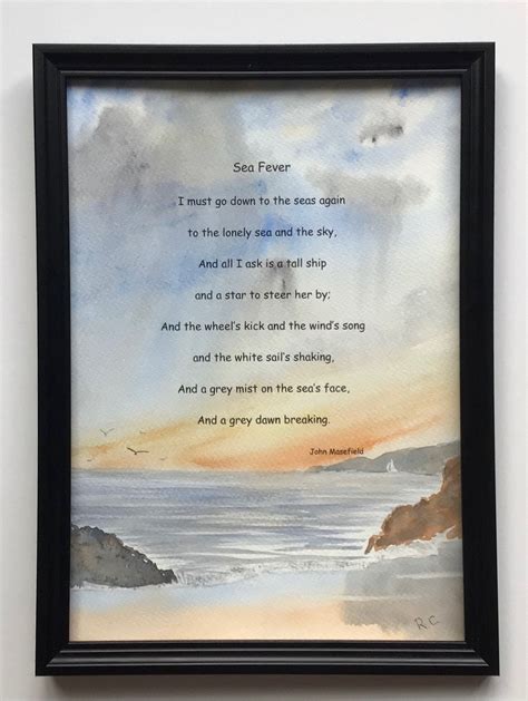 Watercolour with poem I must go down to the sea again by John | Etsy