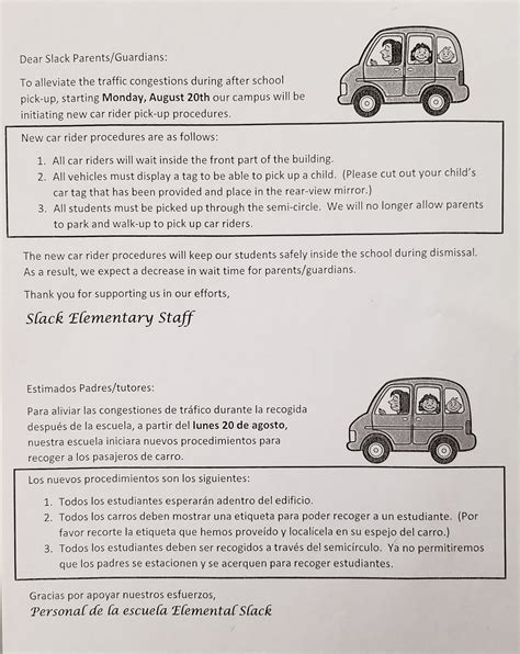 New Car Rider Procedure 2018-2019 School Year | Slack Elementary