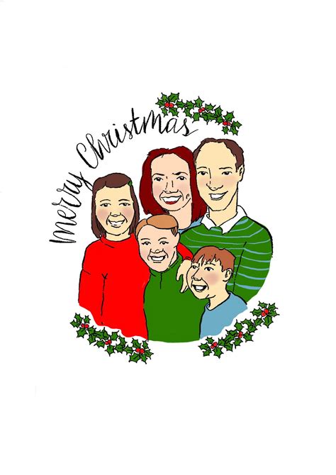 Family Portrait for Christmas. Hand drawn personalised | Etsy