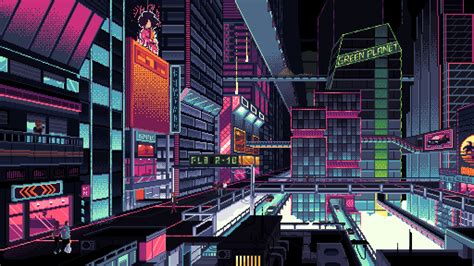 1920x1080 Resolution Cyberpunk City Pixel Art 1080P Laptop Full HD ...