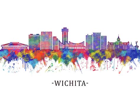 Wichita Kansas Skyline Mixed Media by NextWay Art - Fine Art America