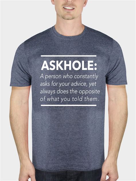 Askhole Funny Attitude Mens Heather Navy Graphic Tee Shirt - Walmart.com