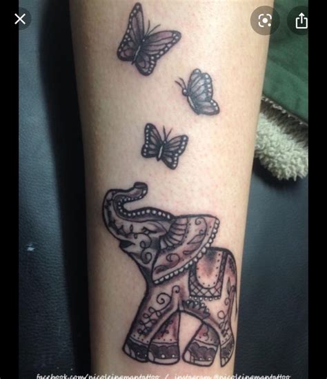 Elephant with butterflies | Print tattoos, Paw print tattoo, Tattoos