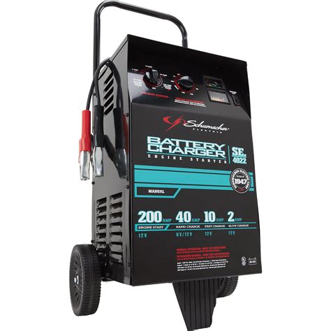 Schumacher Wheeled Battery Charger with Engine Start — 6/12 Volt, 2/10/40/200 Amps, Manual ...